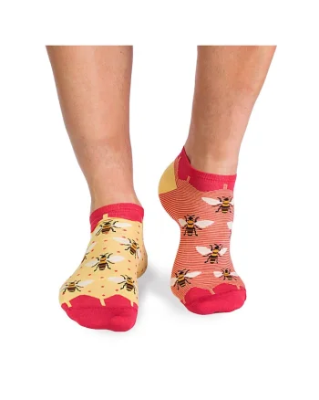 Sosete scurte bambus, FINE BAMBOO Sneaker Bees - Yellow