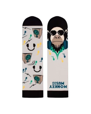 Sosete bumbac Arty Socks Maimuta DJ Albastru pal, Albastru deschis