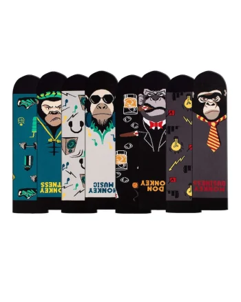 Set 4 perechi de sosete bumbac Arty Socks Maimute in cutie cadou, Multicolor