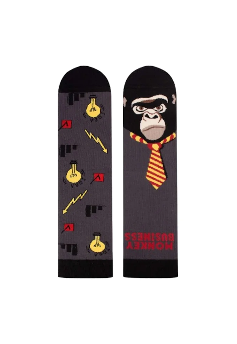 Sosete bumbac Arty Socks Maimuta Afacerista Antracit, Gri antracit