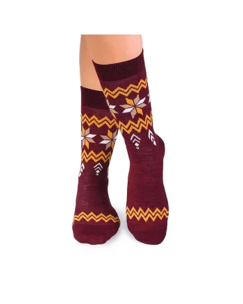 Sosete calduroase din lana merino Snow Bordo, Visiniu