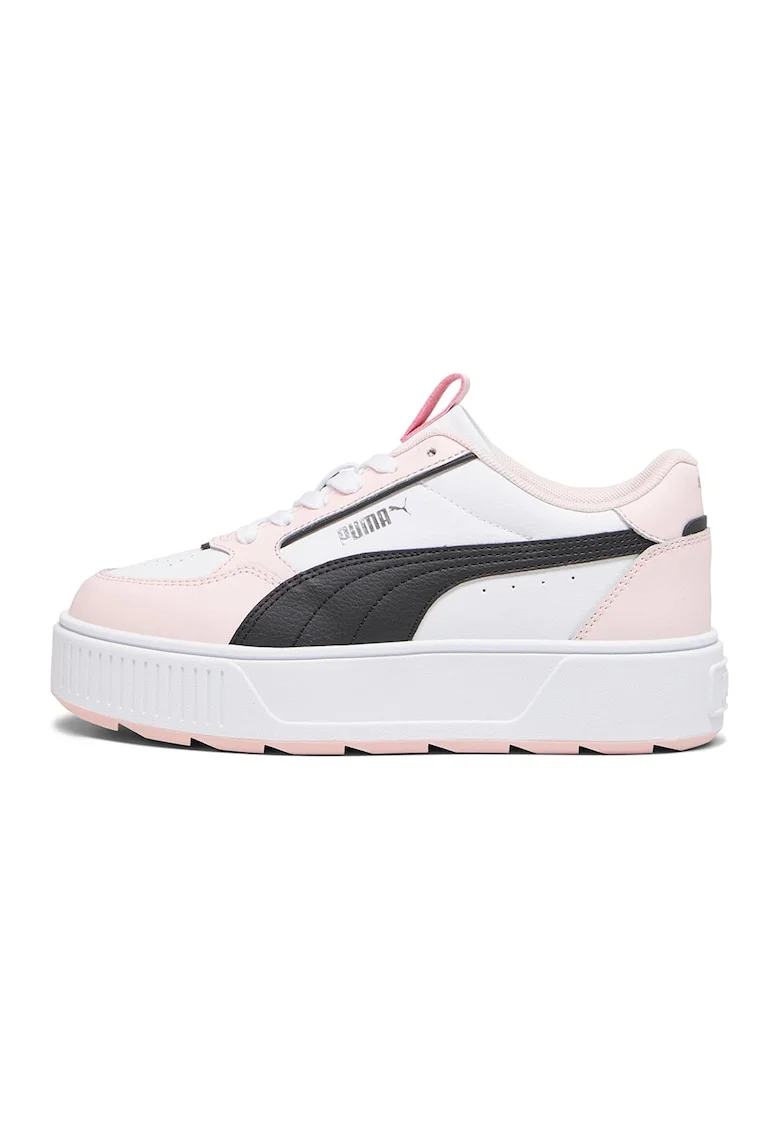 Pantofi sport flatform din piele si piele ecologica Karmen Rebelle, Alb/Negru/Roz