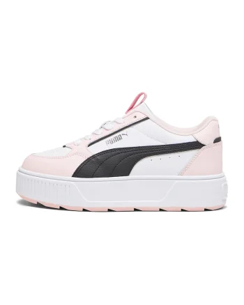 Pantofi sport flatform din piele si piele ecologica Karmen Rebelle, Alb/Negru/Roz