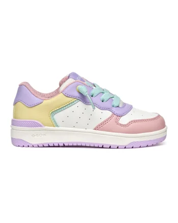 Pantofi sport din piele ecologica Washiba, Lila/Alb murdar/Roz prafuit