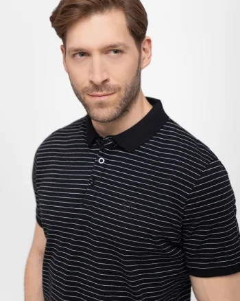 Tricou polo  O-Will pentru barbati, cu dungi bleumarin
