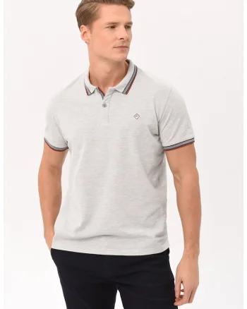 Tricou polo  O-Harper pentru barbati, crem melange