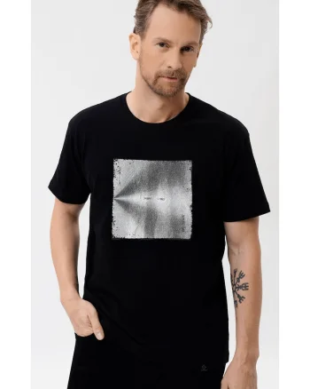 Tricou negru pentru barbati  T-Vibes, Comfort Fit, Negru/Gri