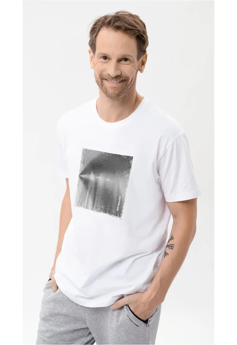 Tricou alb pentru barbati  T-Vibes, Comfort Fit, Alb