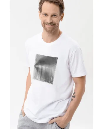Tricou alb pentru barbati  T-Vibes, Comfort Fit, Alb