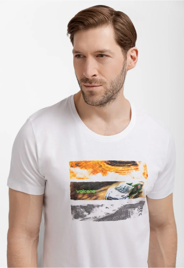 Tricou barbati  T-Reli, alb imprimeu - 43964, Alb