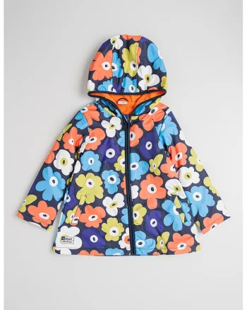 Pelerina de ploaie cu design floral si fermoar, Rosu/Verde/Violet