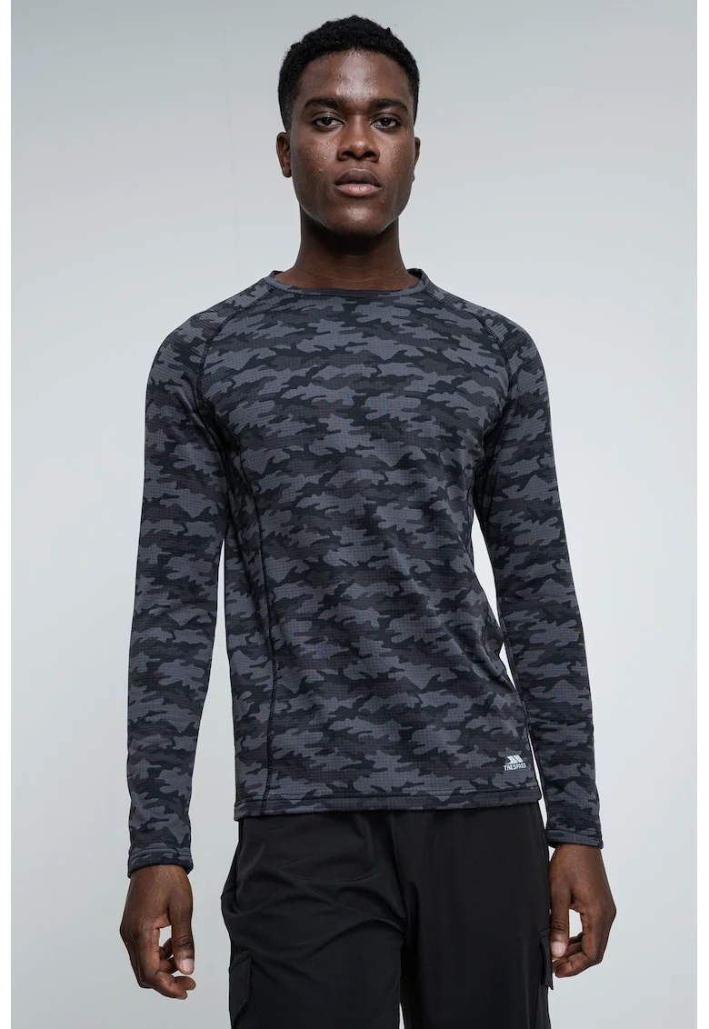 Bluza termica cu imprimeu camuflaj Arno, Negru/Gri inchis