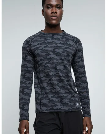 Bluza termica cu imprimeu camuflaj Arno, Negru/Gri inchis