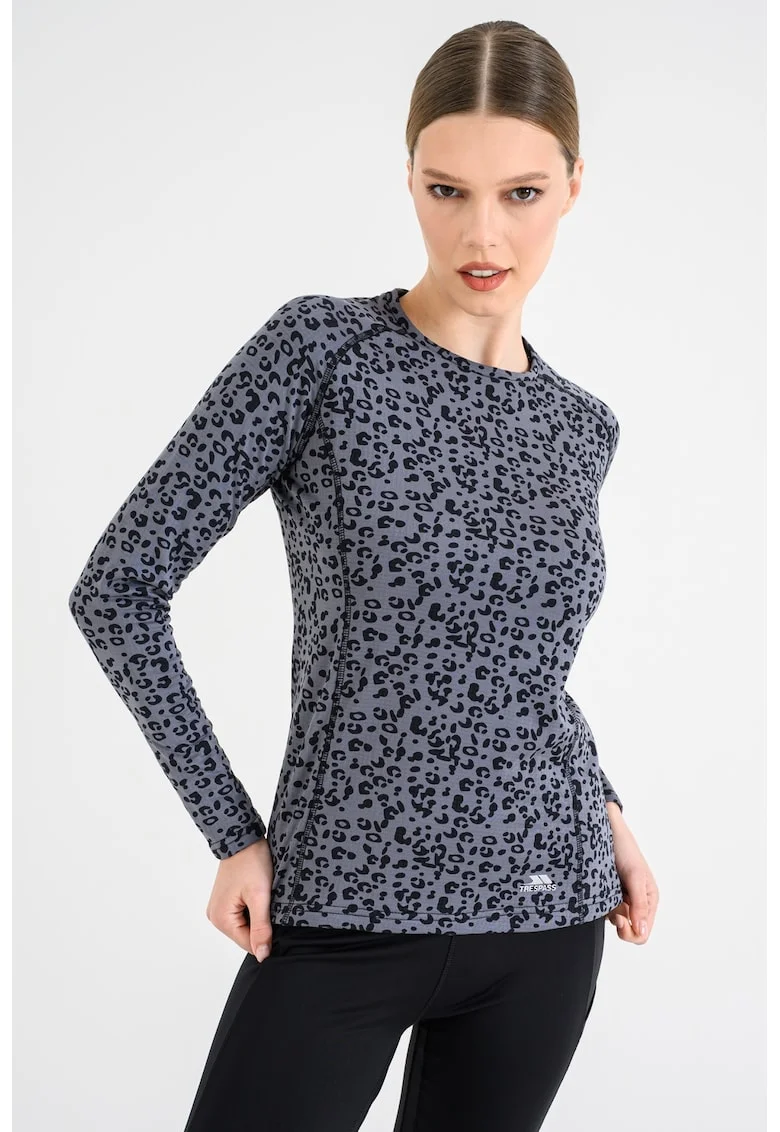 Bluza termica slim fit cu animal print Elianne, Negru/Gri