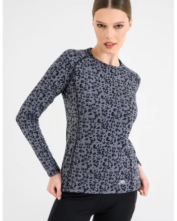 Bluza termica slim fit cu animal print Elianne, Negru/Gri