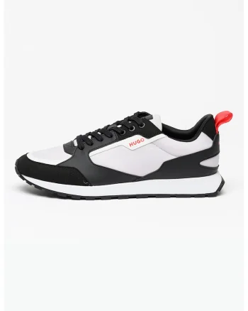 Pantofi sport cu insertii din material textil Icelin Runn, Alb/Negru/Gri deschis