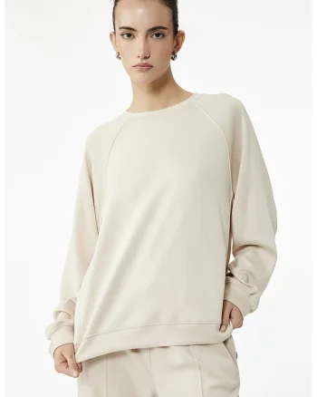 Bluza lejera de trening cu maneci raglan, Bej deschis