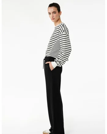 Pantaloni relaxed fit cu snur pentru ajustare, Negru