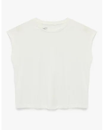 Tricou uni din amestec de modal, Alb fildes