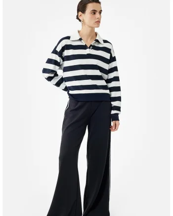 Pantaloni din amestec de modal cu croiala ampla, Negru