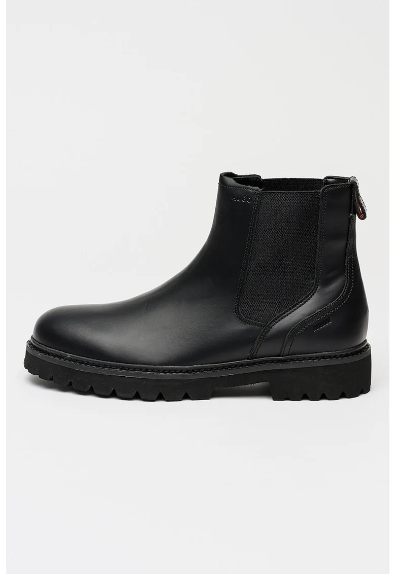 Ghete Chelsea din piele cu segmente din material sintetic Draven, Negru