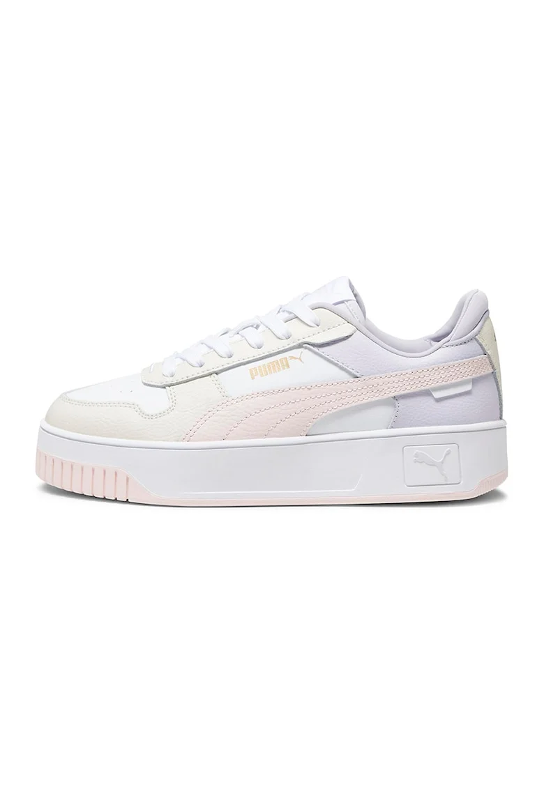 Pantofi sport de piele si piele ecologica Carina Street, Alb/Roz