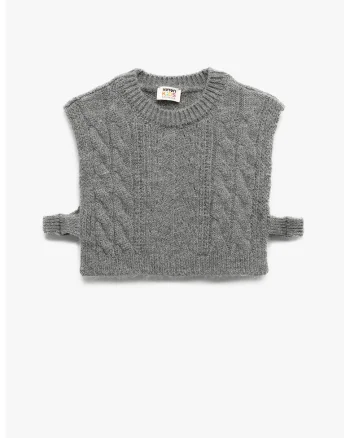 Vesta crop cu model torsade, Gri melange
