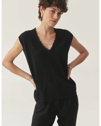 Bluza uni cu decolteu in V, Negru