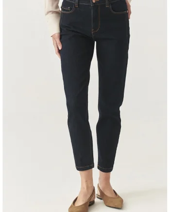 Blugi crop mom-fit, Albastru ultramarin