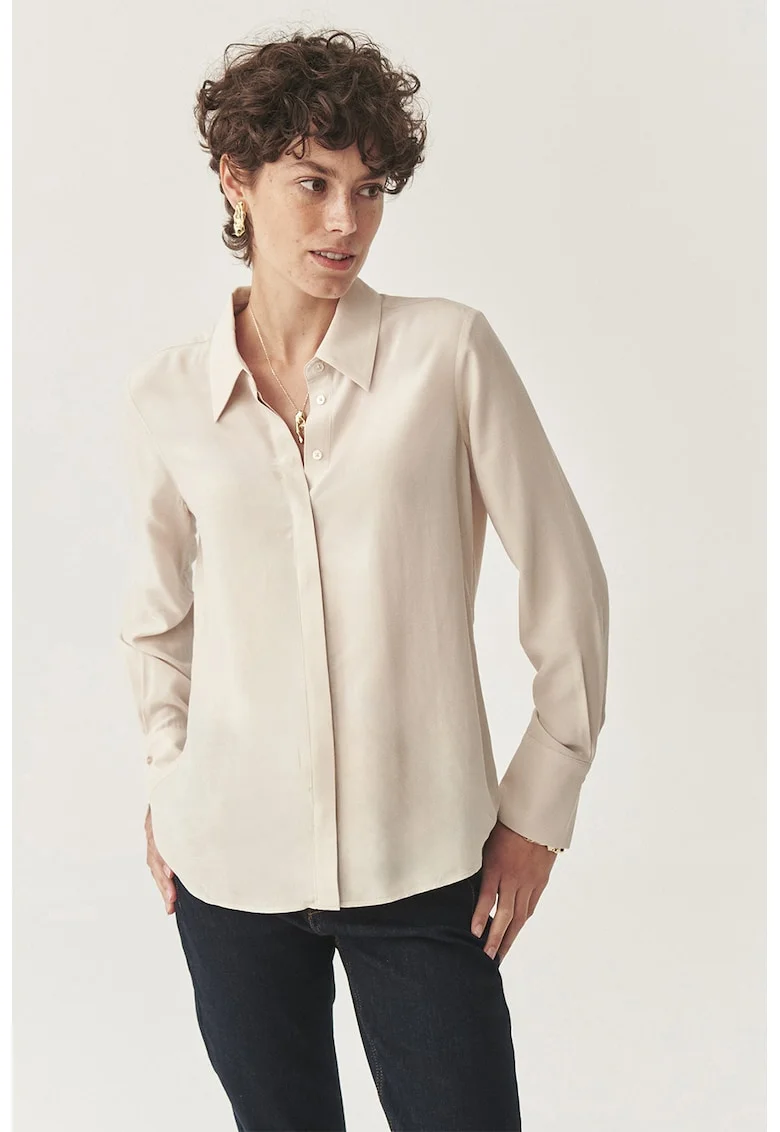 Camasa regular-fit cu model uni, Alb murdar