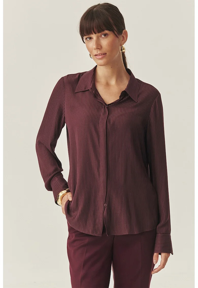 Camasa cu dungi si maneci lungi, Visiniu
