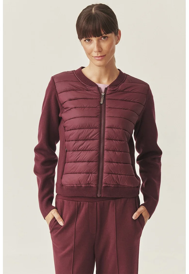 Cardigan cu segmente matlasate, Violet pruna