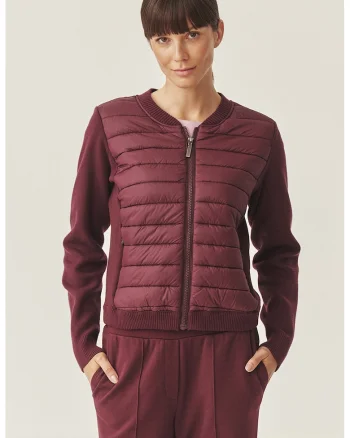 Cardigan cu segmente matlasate, Violet pruna