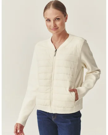 Cardigan cu segmente matlasate, Crem