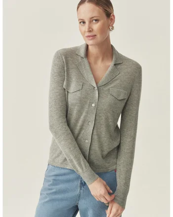 Cardigan din amestec de lana cu nasturi TATUUM x Adeline Wang, Gri deschis
