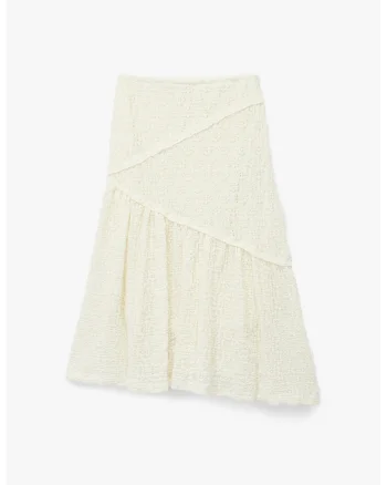 Fusta midi texturata, Crem