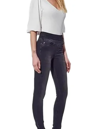 Pantaloni jeggings dama  negru, talie inalta, lungi, bumbac,