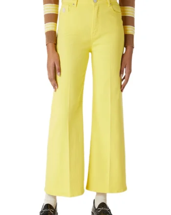 Pantaloni dama,  Bumbac/Elastan, Galben, Galben