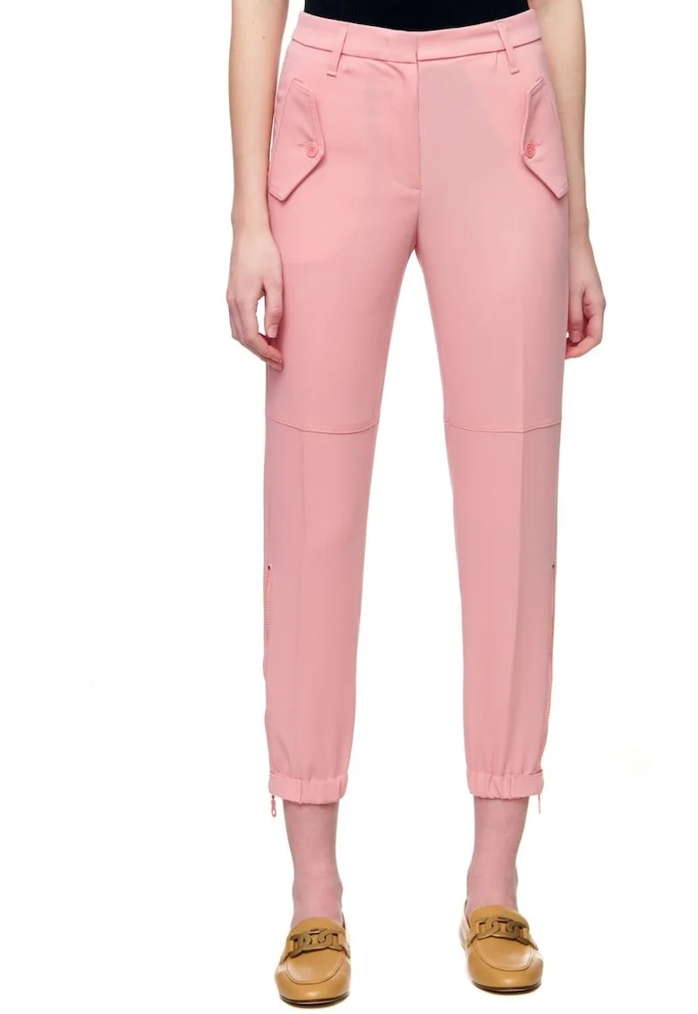 Pantaloni dama,  Poliester, Roz,