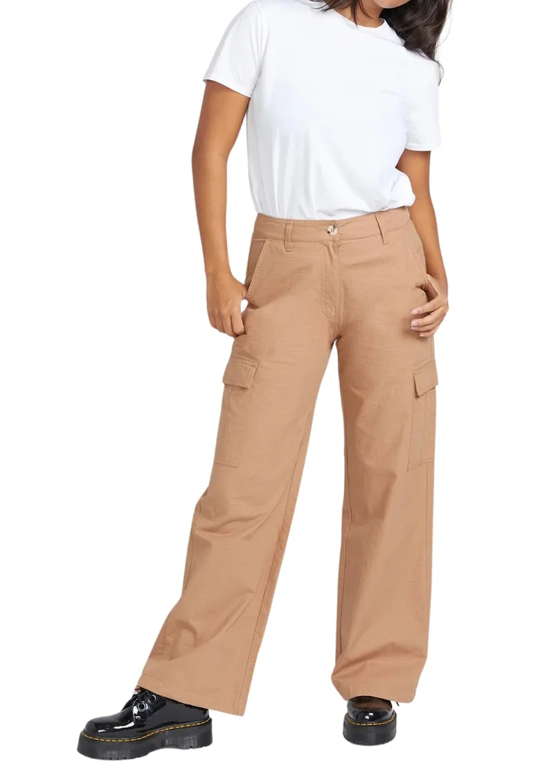 Pantaloni dama,  Cargstone, bumbac, maro,