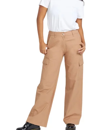 Pantaloni dama,  Cargstone, bumbac, maro,