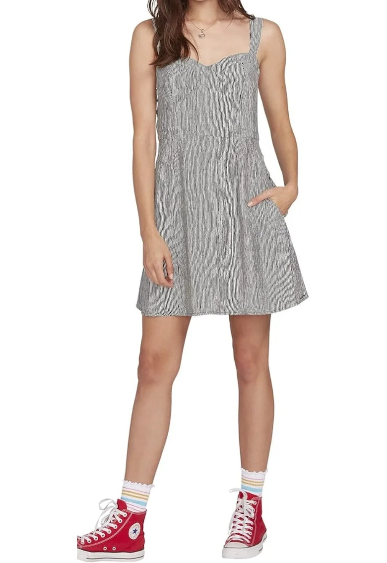 Rochie scurta cu bretele,  Poliester, Bej,