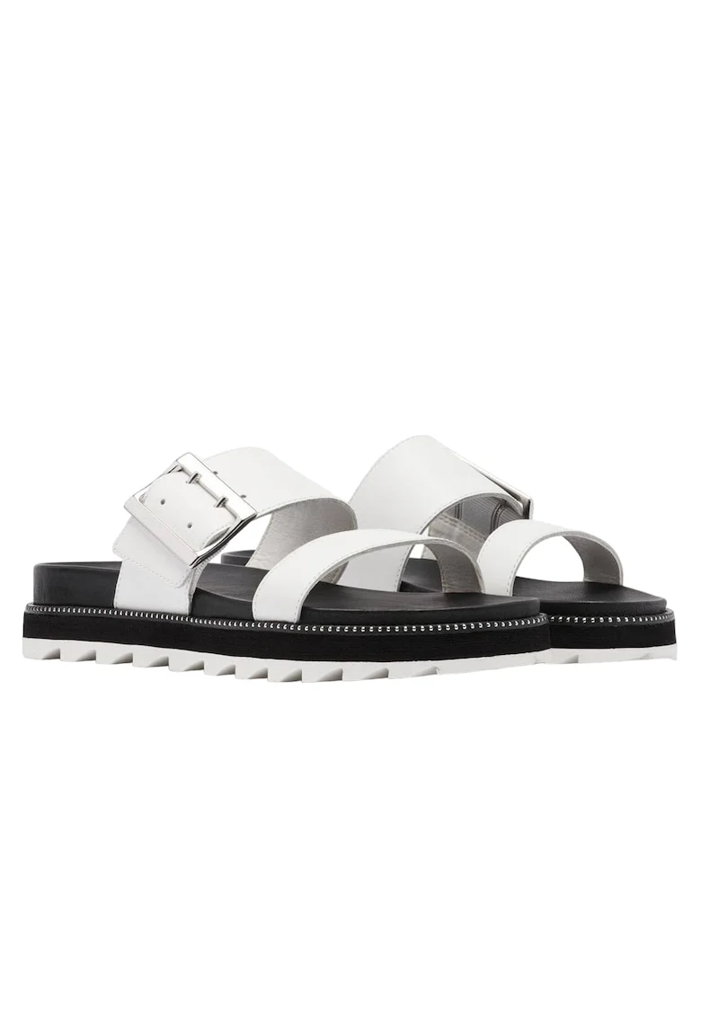 Slapi dama  piele naturala, confortabili, stil casual, alb