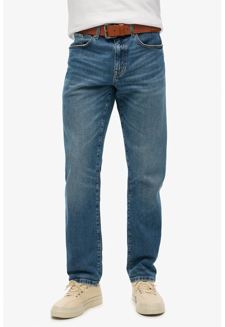 Blugi drepti slim fit din amestec de bumbac organic Vintage