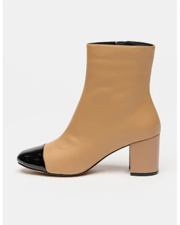 Ghete cu varf contrastant, Negru/Maro camel