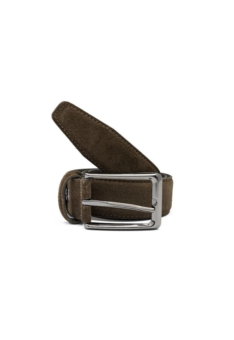 Curea piele barbati,  verde, Simple line, 110cm