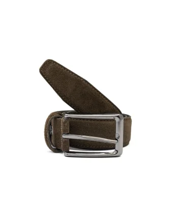 Curea piele barbati,  verde, Simple line, 110cm