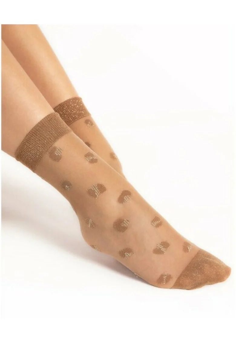 Sosete lycra cu fir metalizat si buline  Pop In 15 den Unica, Natur