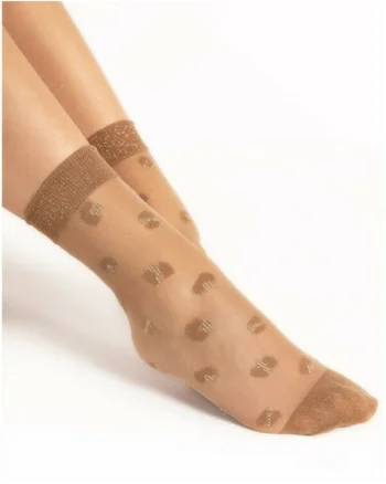 Sosete lycra cu fir metalizat si buline  Pop In 15 den Unica, Natur