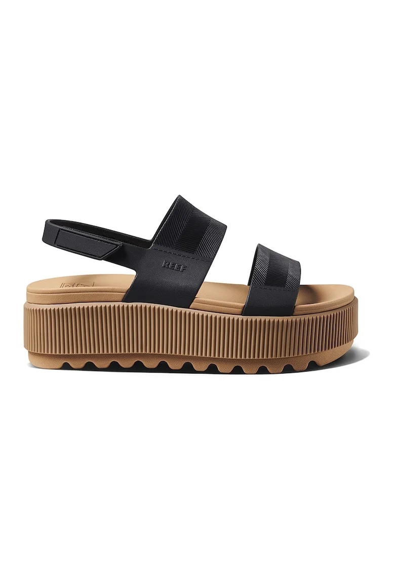 Sandale din piele ecologica cu talpa flatform Vista, Negru